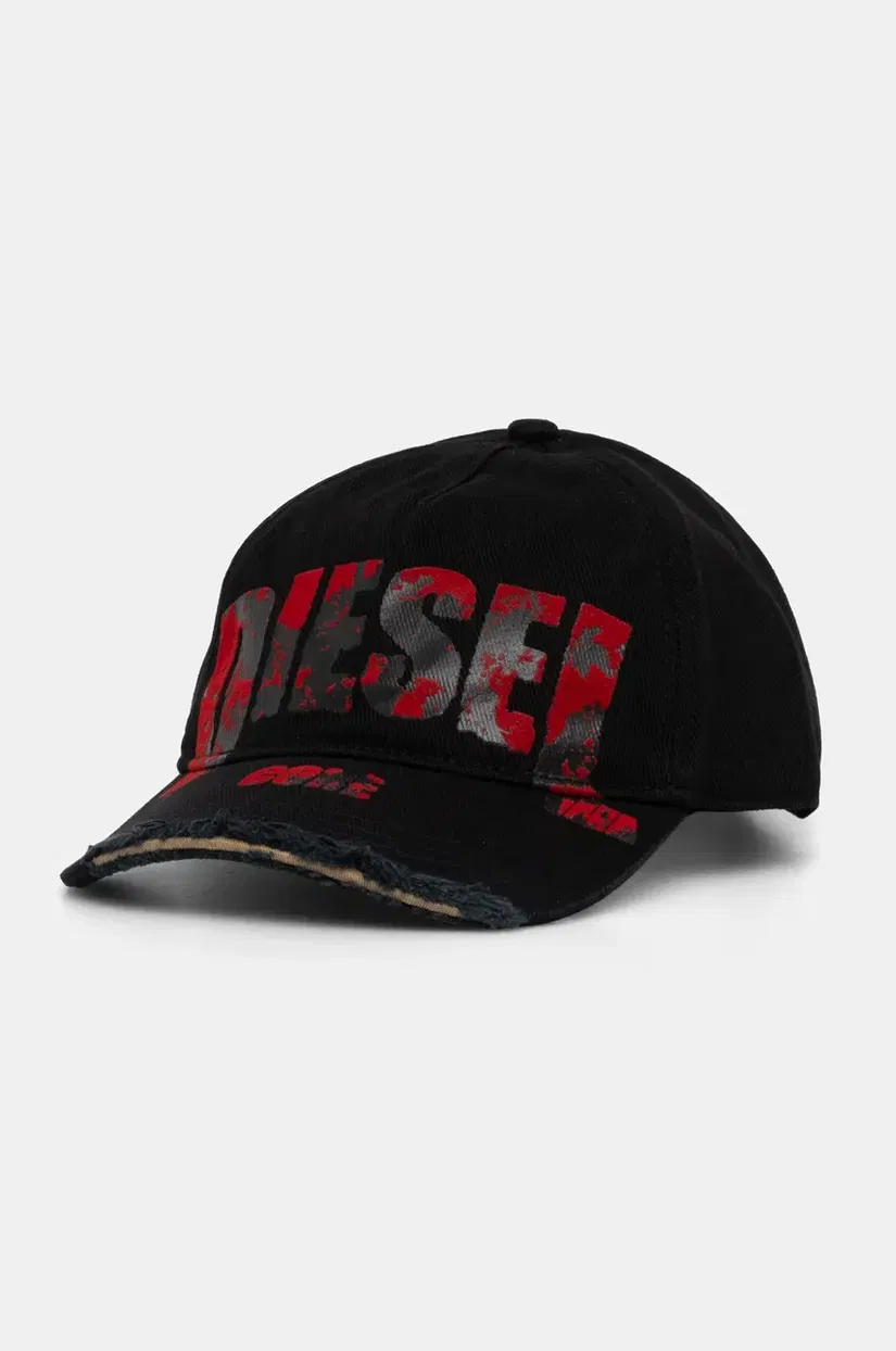 Diesel șapcă de baseball din bumbac C-HASE HAT culoarea negru, cu imprimeu, A17413.0PFAA