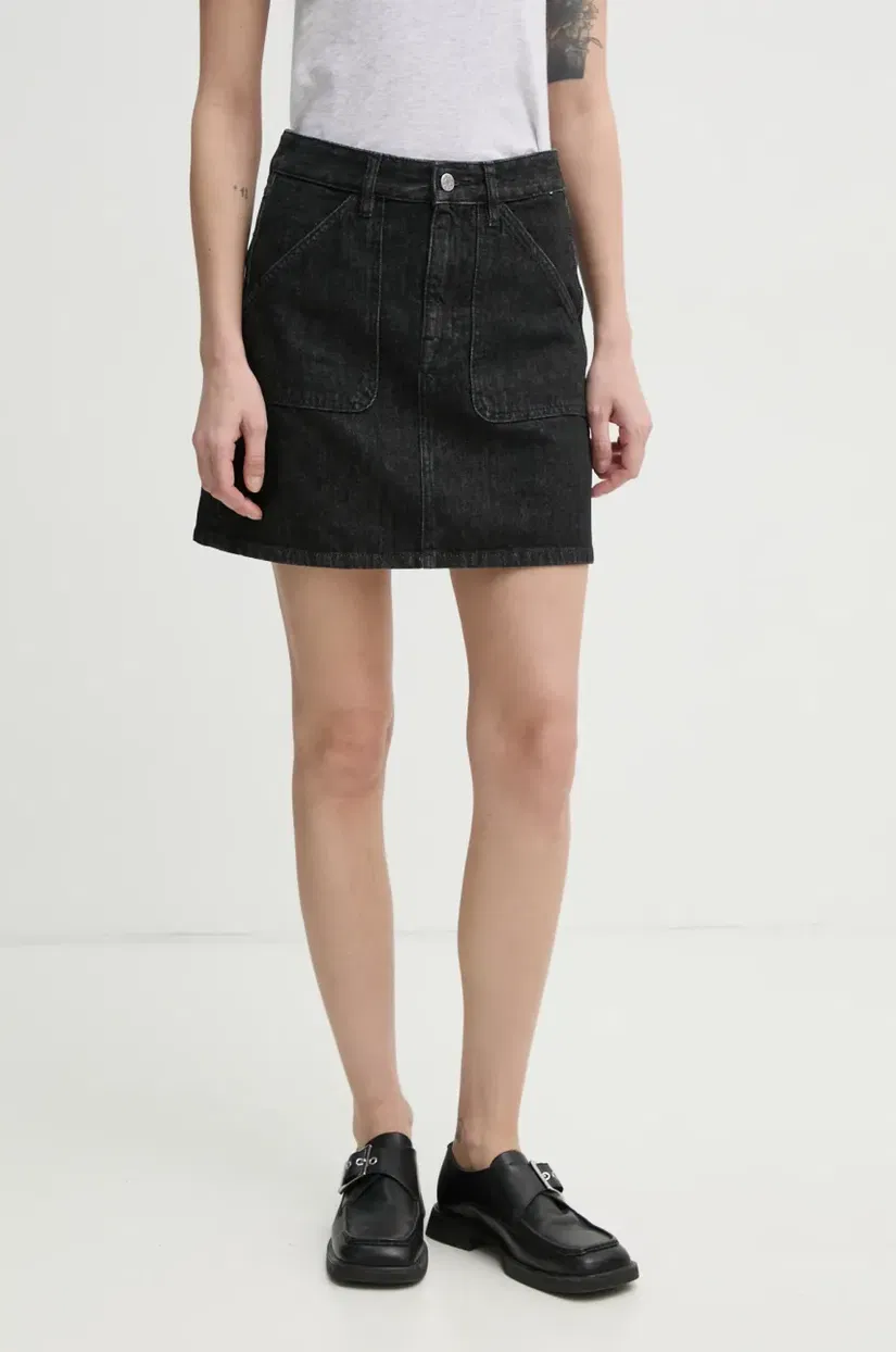 Filippa K fusta jeans culoarea negru, mini, evazati, 31226