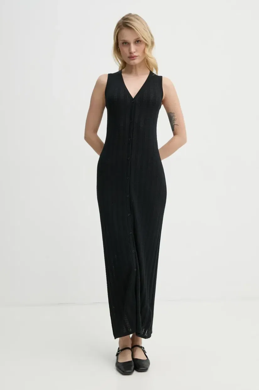 Filippa K rochie din bumbac culoarea negru, maxi, mulata, 31090