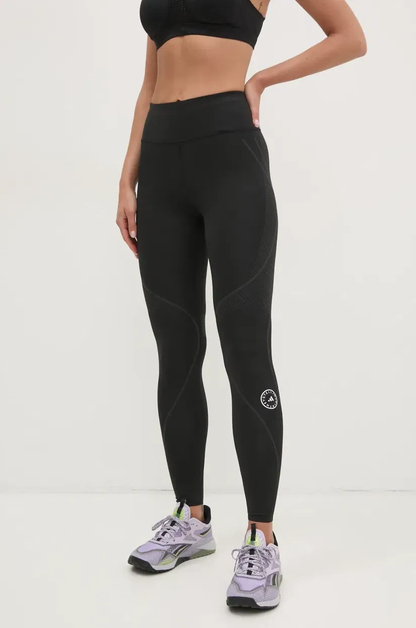 adidas by Stella McCartney leggins de antrenament TruePace culoarea negru, cu imprimeu, JF3798