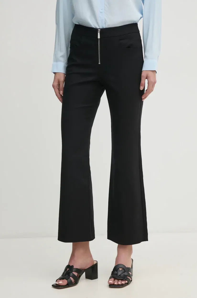 Sisley pantaloni femei, culoarea negru, evazati, high waist, 4K1LLE04H