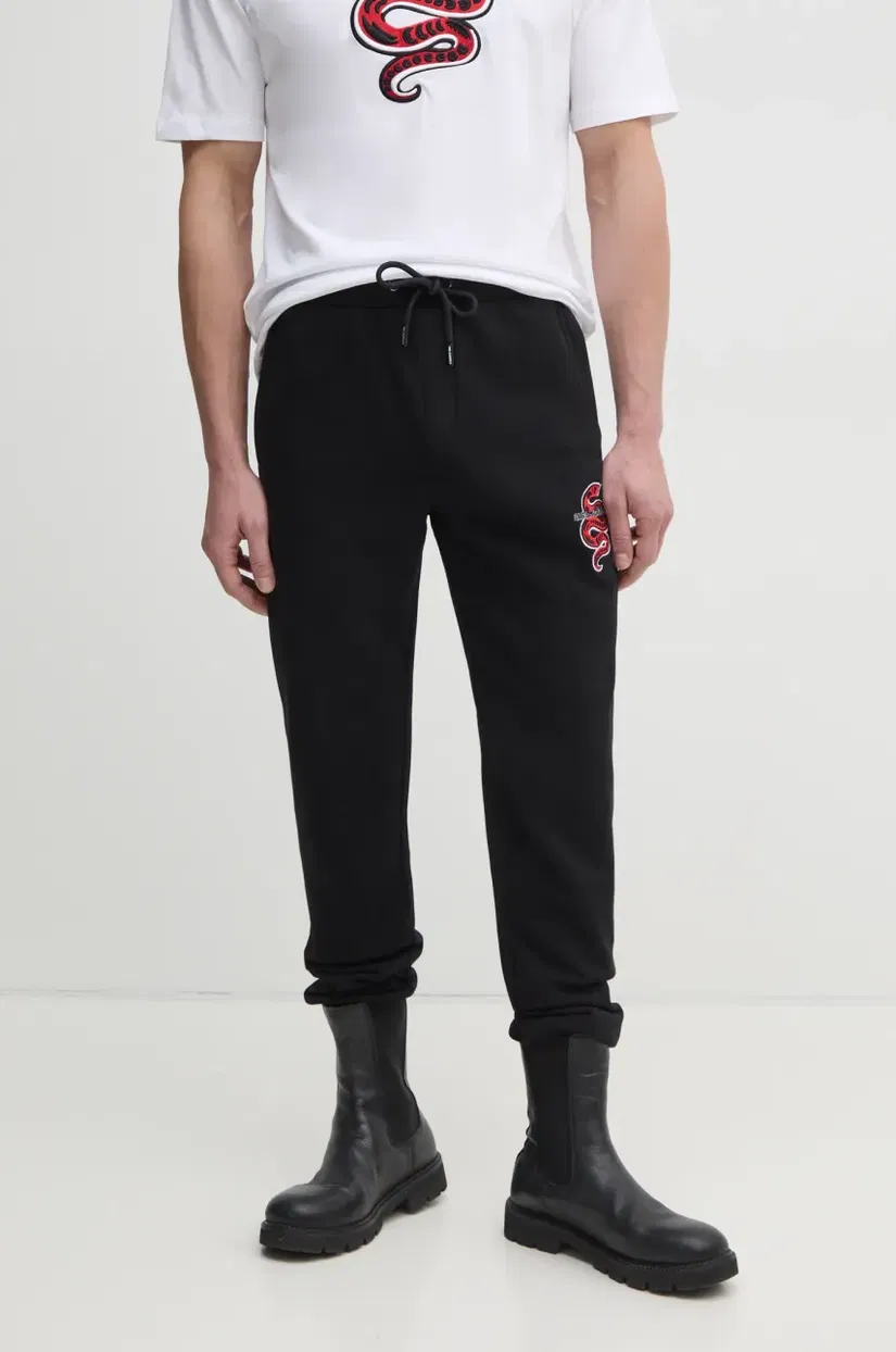 Karl Lagerfeld pantaloni de trening barbati, culoarea negru, cu imprimeu, 551900.705402