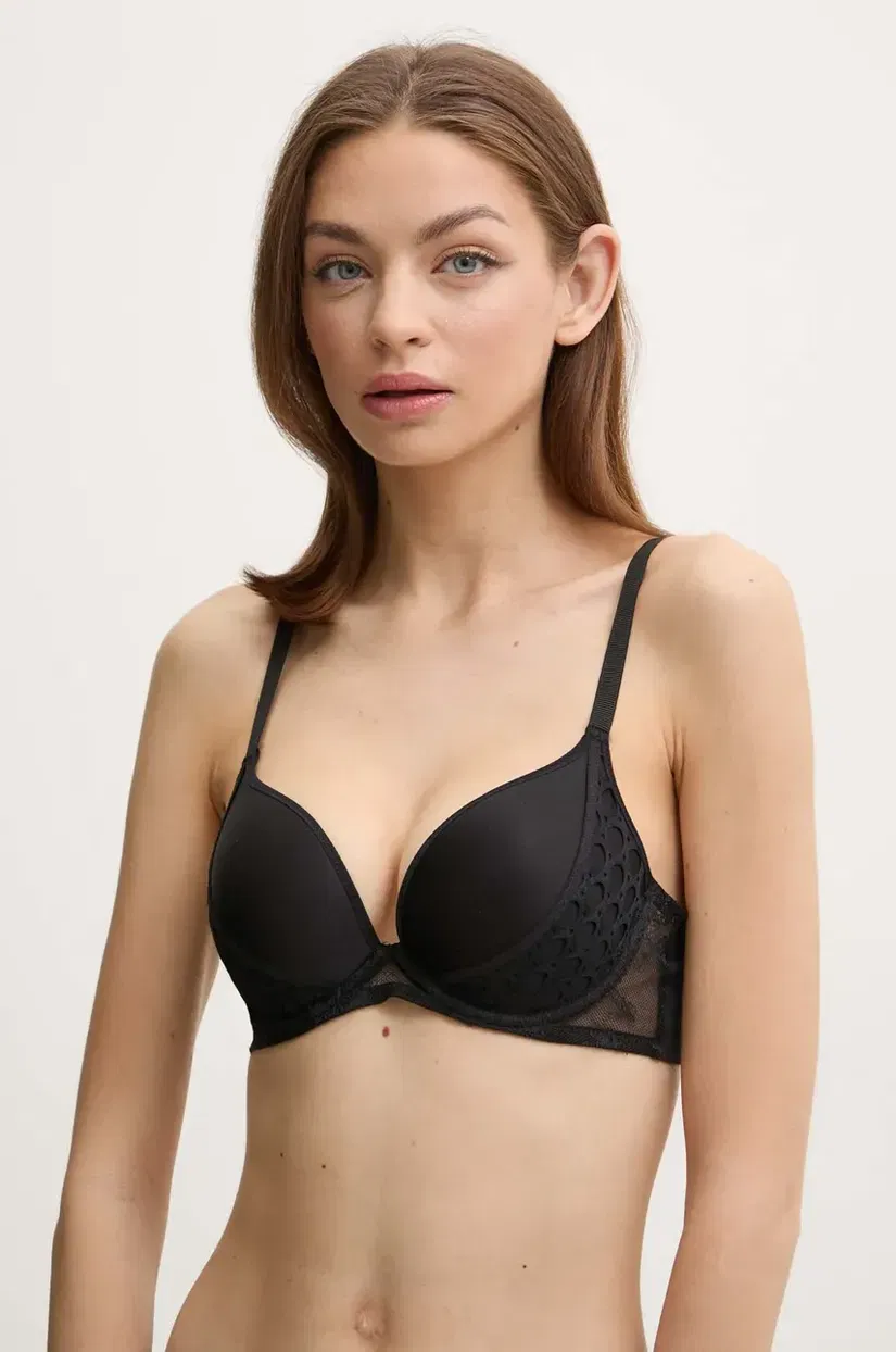 Chantelle sutien culoarea negru, dantela, neted, C22NNP