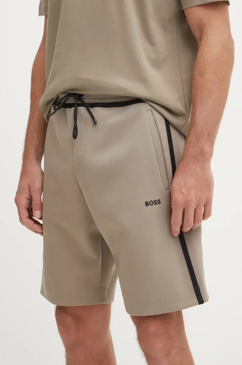 BOSS Green pantaloni scurti barbati, culoarea bej, 50530051