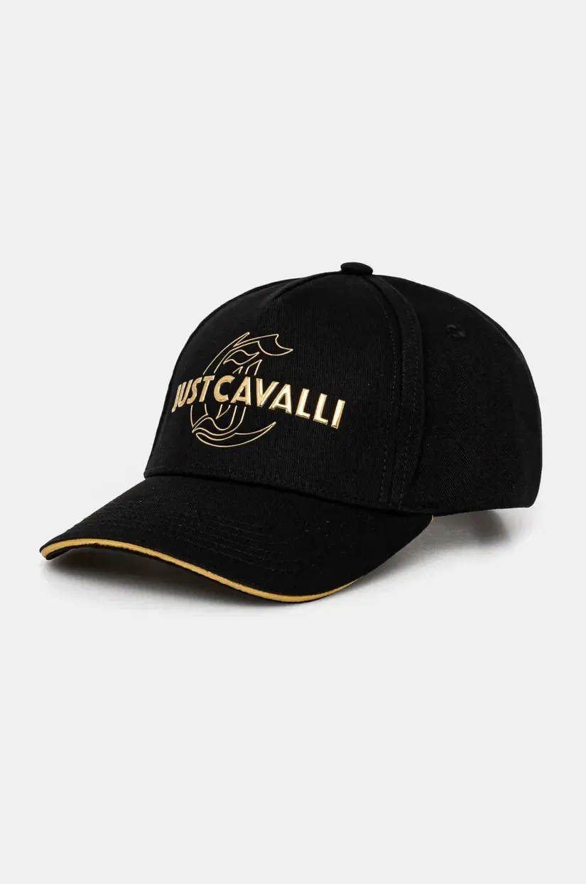 Just Cavalli șapcă de baseball din bumbac culoarea negru, cu imprimeu, 78QAZK50 ZG318