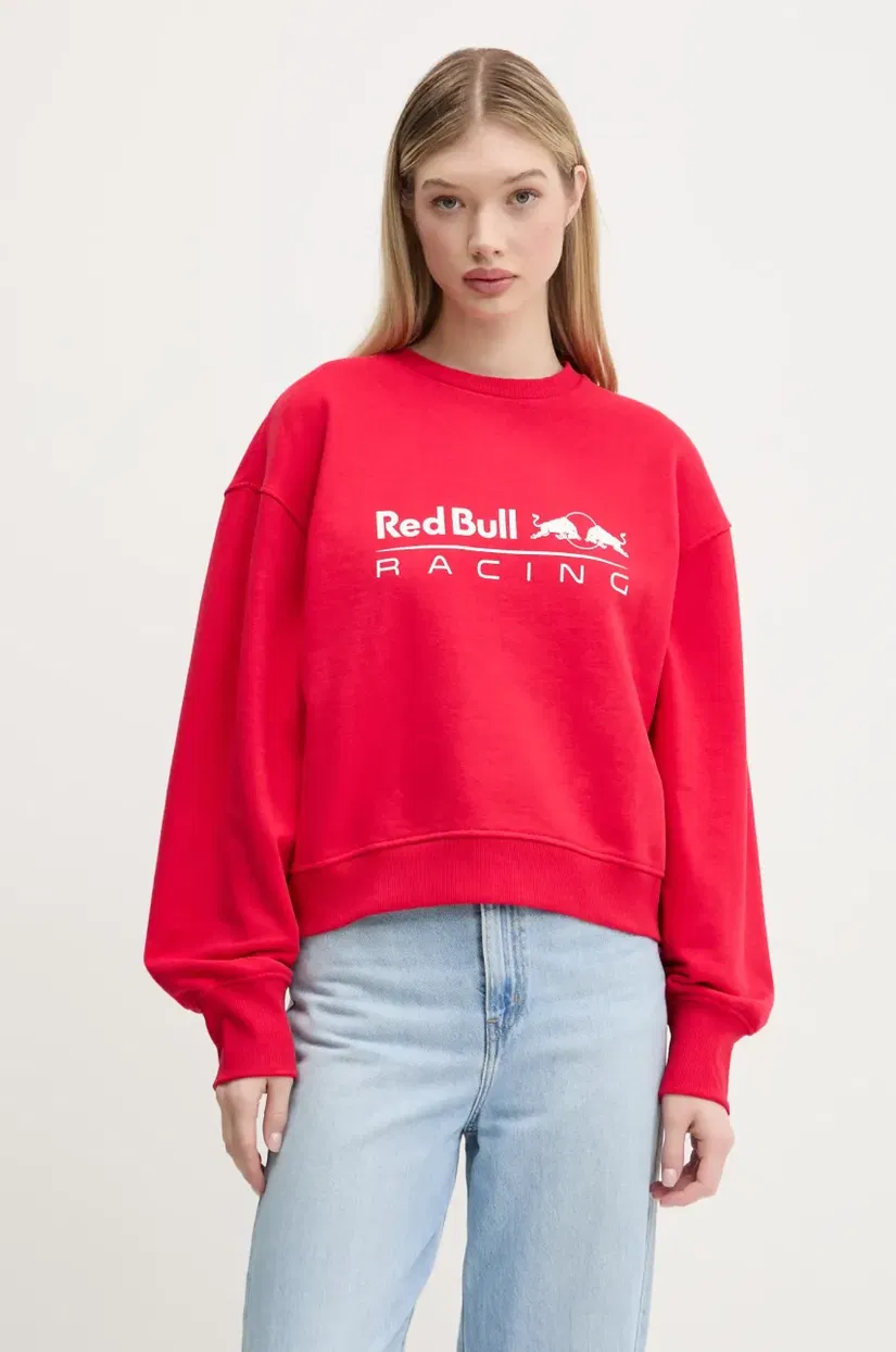 Red Bull Racing x Pepe Jeans bluza LOGO CREW femei, culoarea rosu, cu imprimeu, RL580012