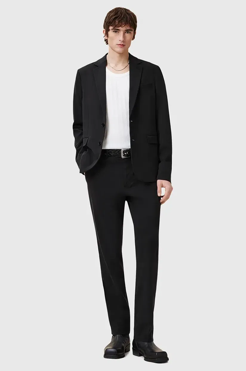 AllSaints pantaloni BAY barbati, culoarea negru, drept, M018QC