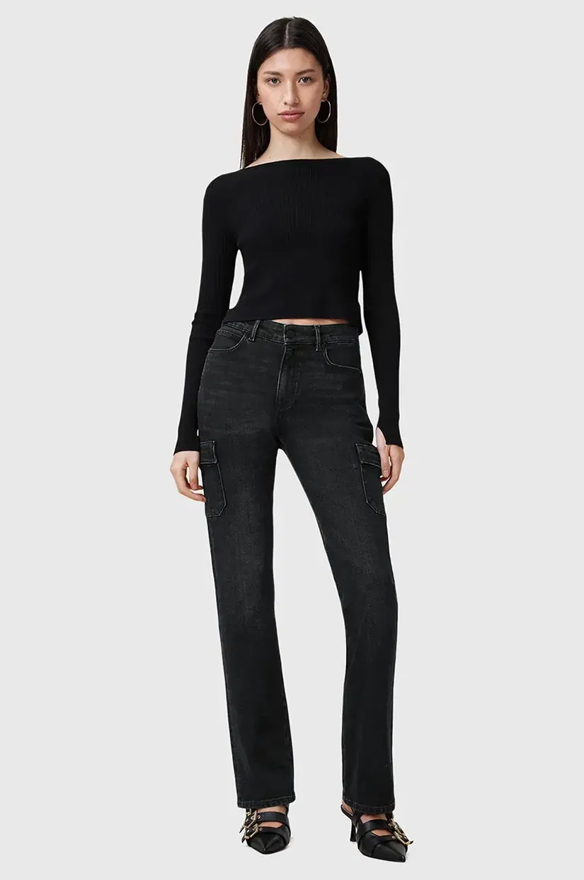 AllSaints jeansi HOLLIS femei medium waist, W013EC