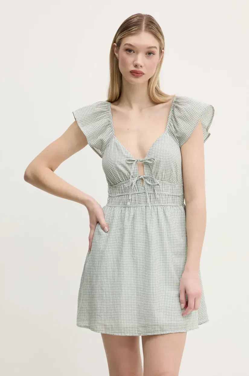 Hollister Co. rochie din bumbac culoarea verde, mini, evazati, KI359-5054