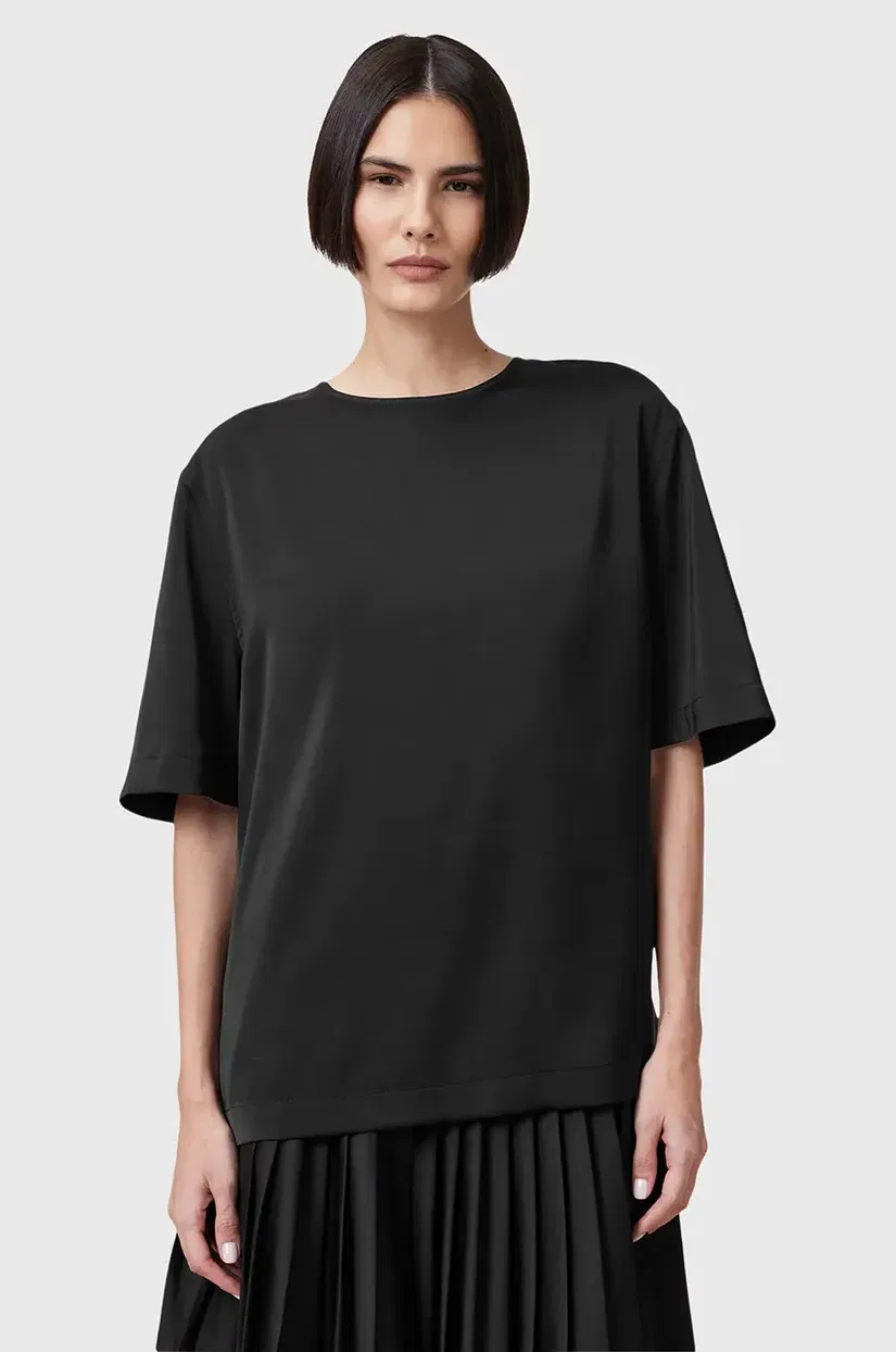 AllSaints bluza AMELIE femei, culoarea negru, neted, W032PC