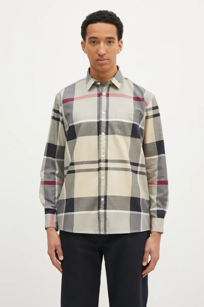 Barbour camasa din bumbac Renford OS Tartan Shirt barbati, culoarea bej, cu guler clasic, regular, MSH5514