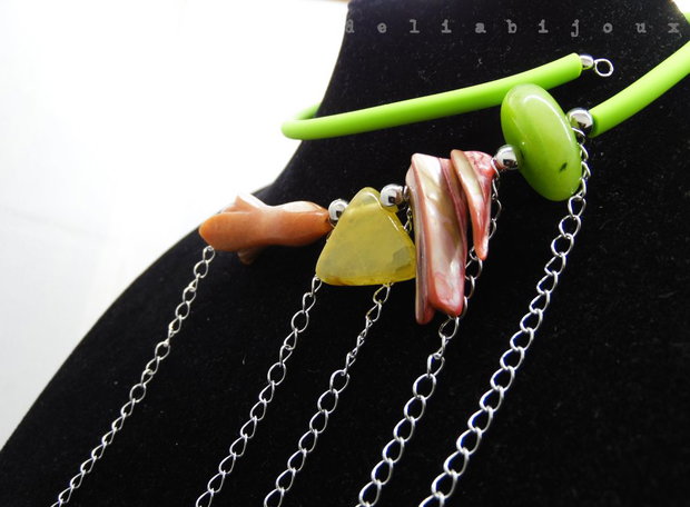 Colier handmade unicat - agate, sidef (cod1197)