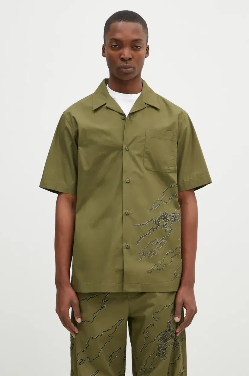 Maharishi camasa din bumbac Dpm: Sparse Bonsai Camo Shirt barbati, culoarea verde, regular, 5336.OLIVE