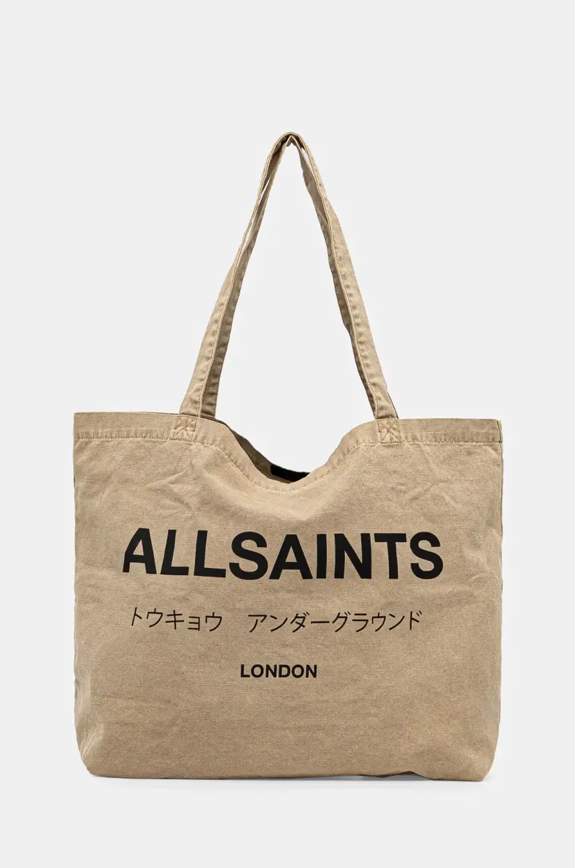 AllSaints geanta de bumbac culoarea bej, M249XB