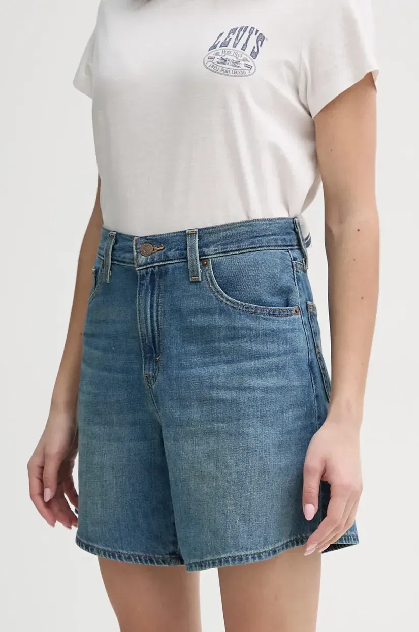 Levi's pantaloni scurti jeans HIGH BAGGY SHORT femei, neted, high waist, A9311