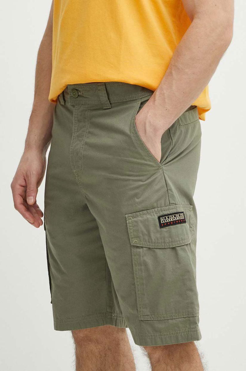 Napapijri pantaloni scurti din bumbac N-Maranon Cargo culoarea verde, NP0A4H1RGAE1