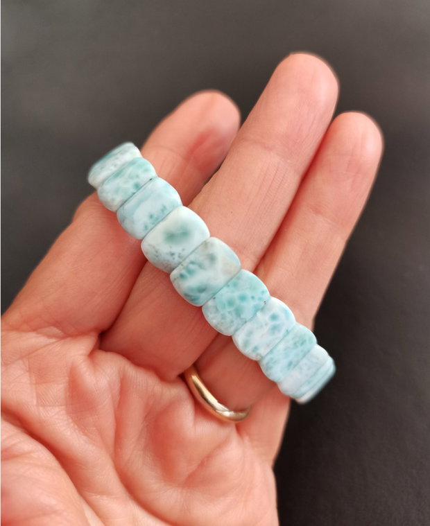 Bratara Larimar natural - BR1456 - bratara elastica, bratara cadou, bratara pietre semipretioase, cadou romantic, cadou sotie, cristale vindecatoare, cristale de colectie