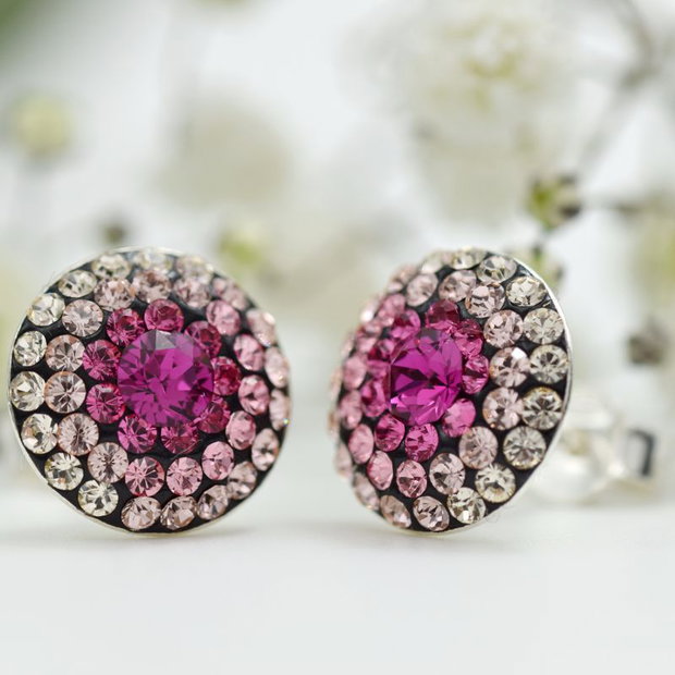 Cercei handmade cu surub Chaton Ball All Rose - Argint 925