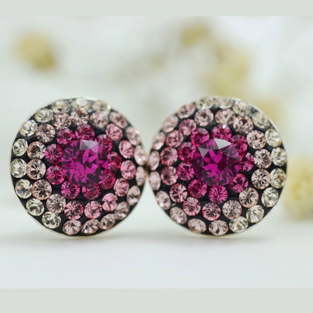 Cercei handmade cu surub Chaton Ball All Rose - Argint 925