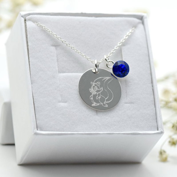 Lantisor/Colier /Argint 925 / Veverita / Charm Swarovski