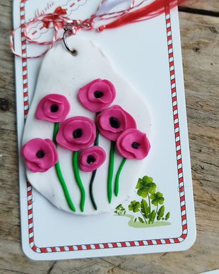 Martisor cu maci roz, pandantiv