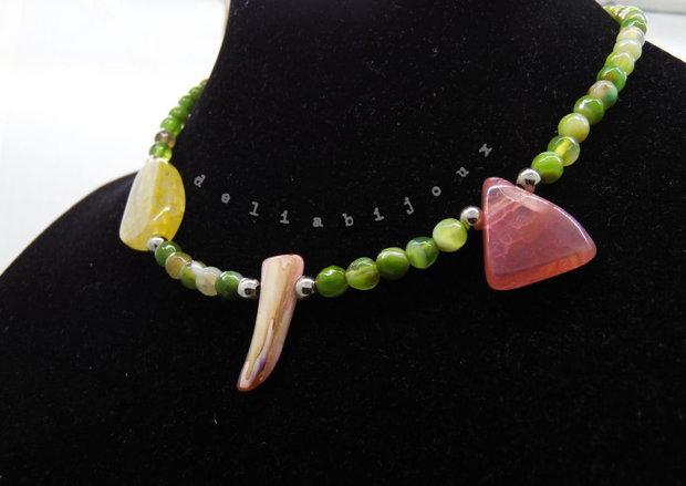 Colier handmade unicat - agate, sidef (cod1198)