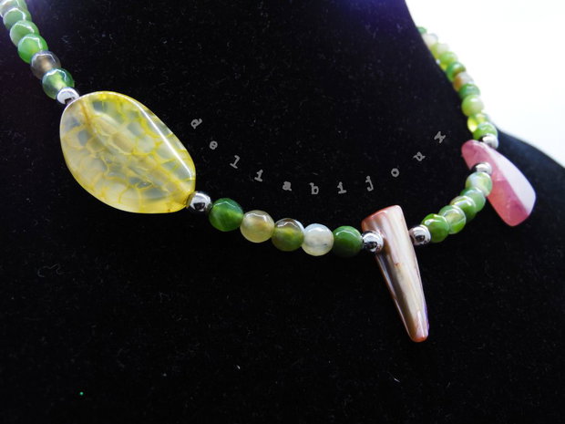 Colier handmade unicat - agate, sidef (cod1198)