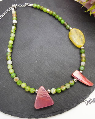 Colier handmade unicat - agate, sidef (cod1198)