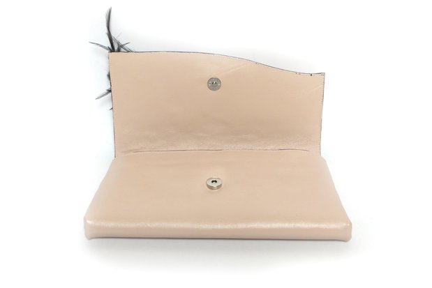 Plic din piele naturala pink nude, cu aplicatii