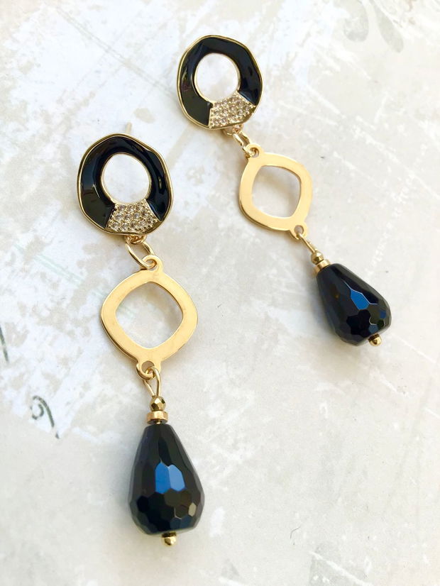 Cercei Vintage onix negru