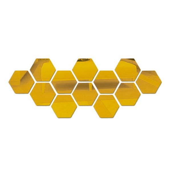 Set Oglinzi Decorative Acrilice Design Hexagon Gold - MyStyle Luxury Home 24 bucati/set