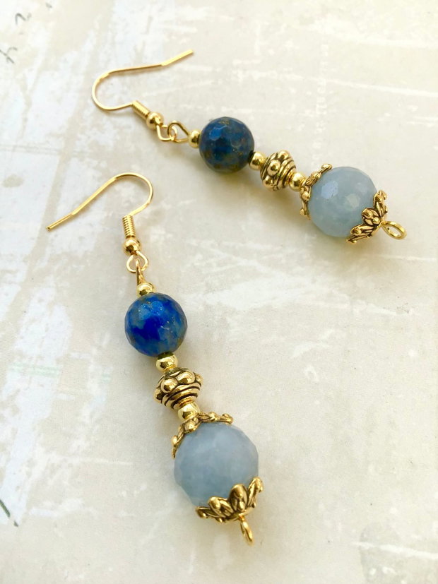 Colier vintage lapis lazuli & aquamarin / acvamarin