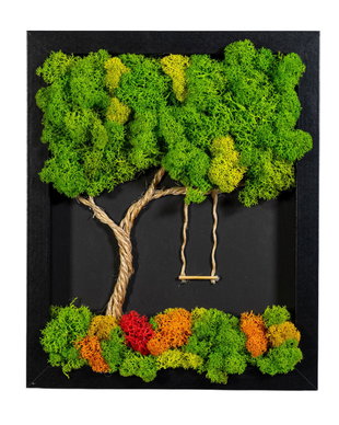Ramă Foto Copacul cu Leagăn  Decor cu Licheni Naturali, 25x30 cm