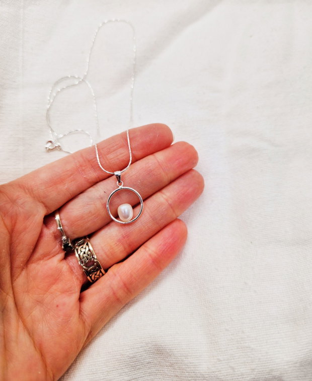 Colier "Little Pearl" din argint si perla de cultura