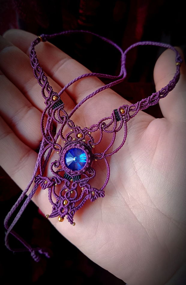 Colier Delicat Bohemian Micromacrame Cu Cristal Swarovski