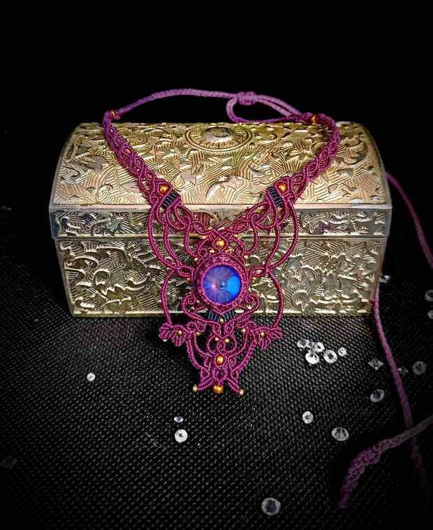 Colier Delicat Bohemian Micromacrame Cu Cristal Swarovski