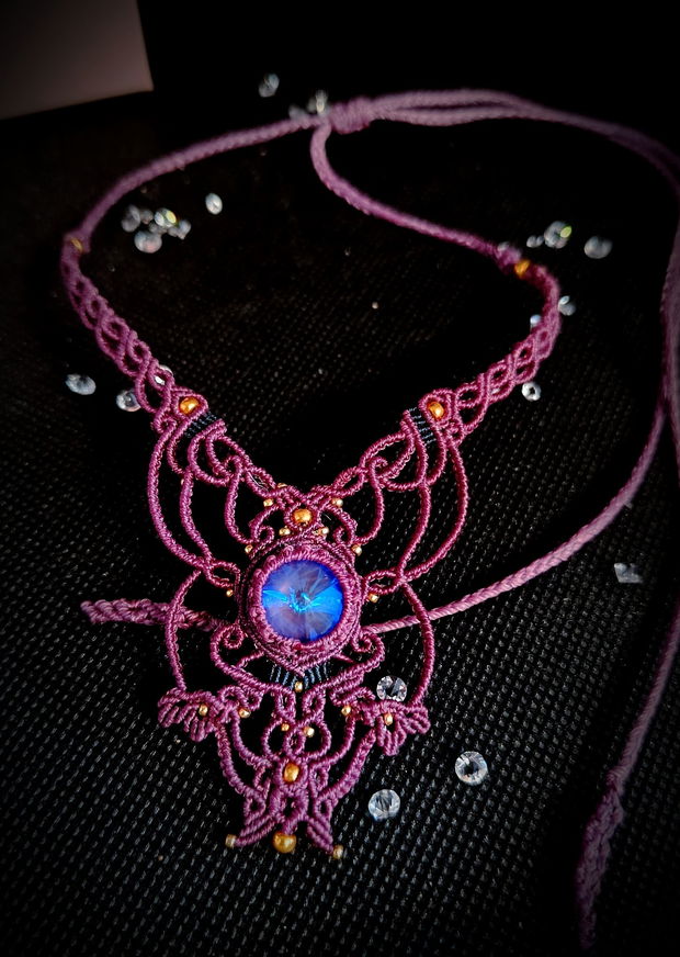 Colier Delicat Bohemian Micromacrame Cu Cristal Swarovski