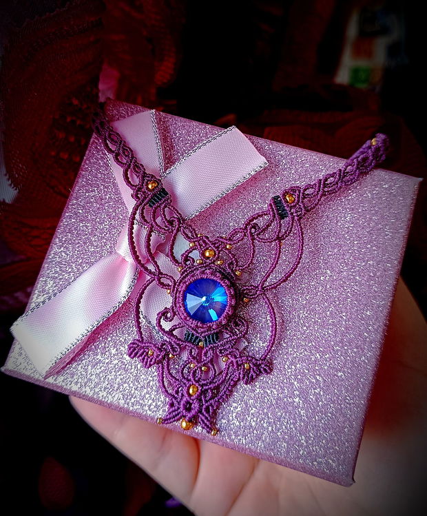 Colier Delicat Bohemian Micromacrame Cu Cristal Swarovski