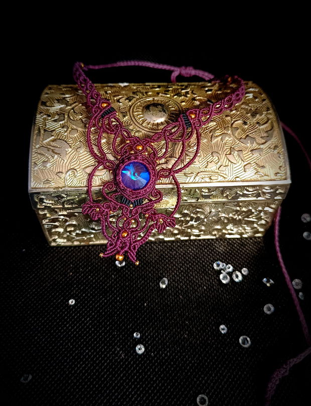 Colier Delicat Bohemian Micromacrame Cu Cristal Swarovski