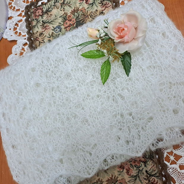 Set fular/căciulă  alb