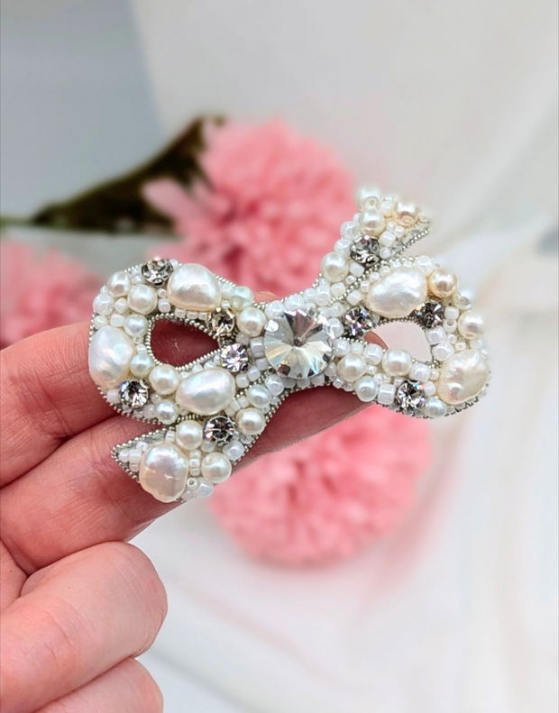 Broșă fundiță - Pearl Grace Bow