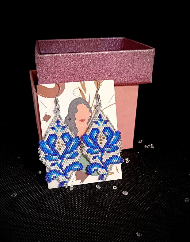 Cercei floral broderie margele Myiuki Delica