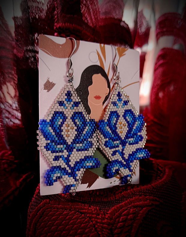 Cercei floral broderie margele Myiuki Delica