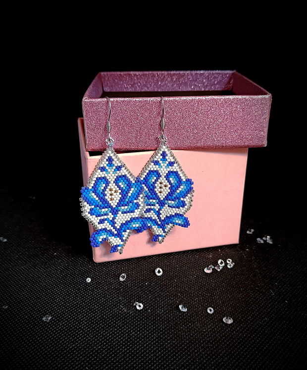 Cercei floral broderie margele Myiuki Delica