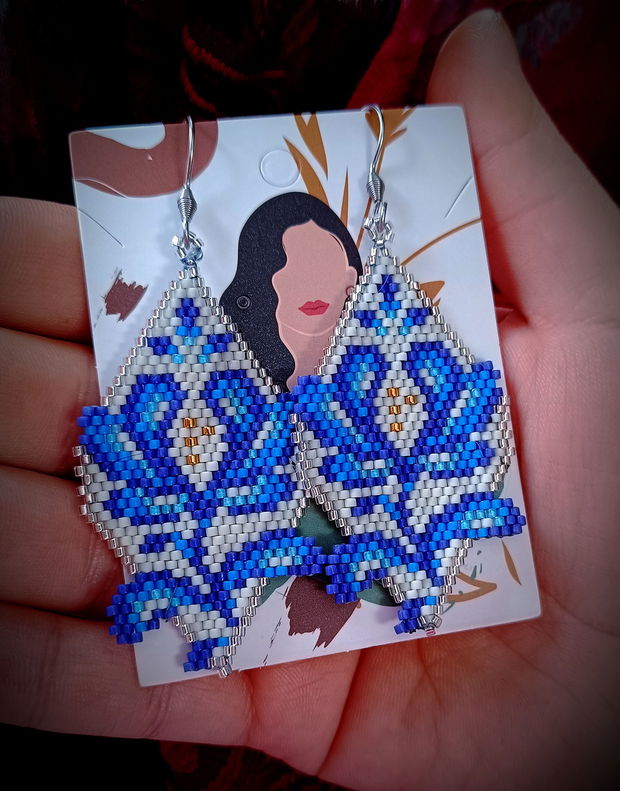 Cercei floral broderie margele Myiuki Delica