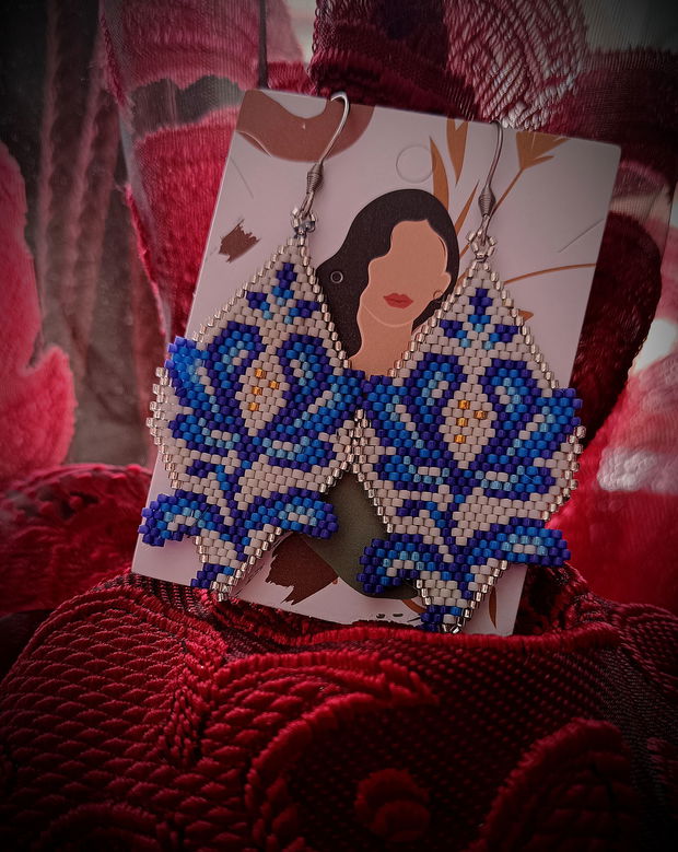 Cercei floral broderie margele Myiuki Delica