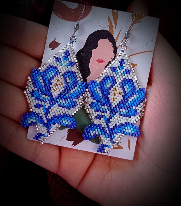Cercei floral broderie margele Myiuki Delica