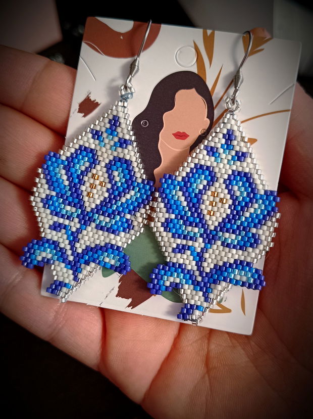 Cercei floral broderie margele Myiuki Delica