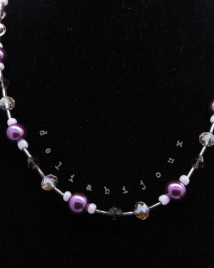Colier handmade -margele nisip, margele sticla (cod1202)