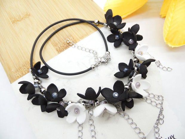 Colier handmade statement unicat -floral - foamiran (cod1203)